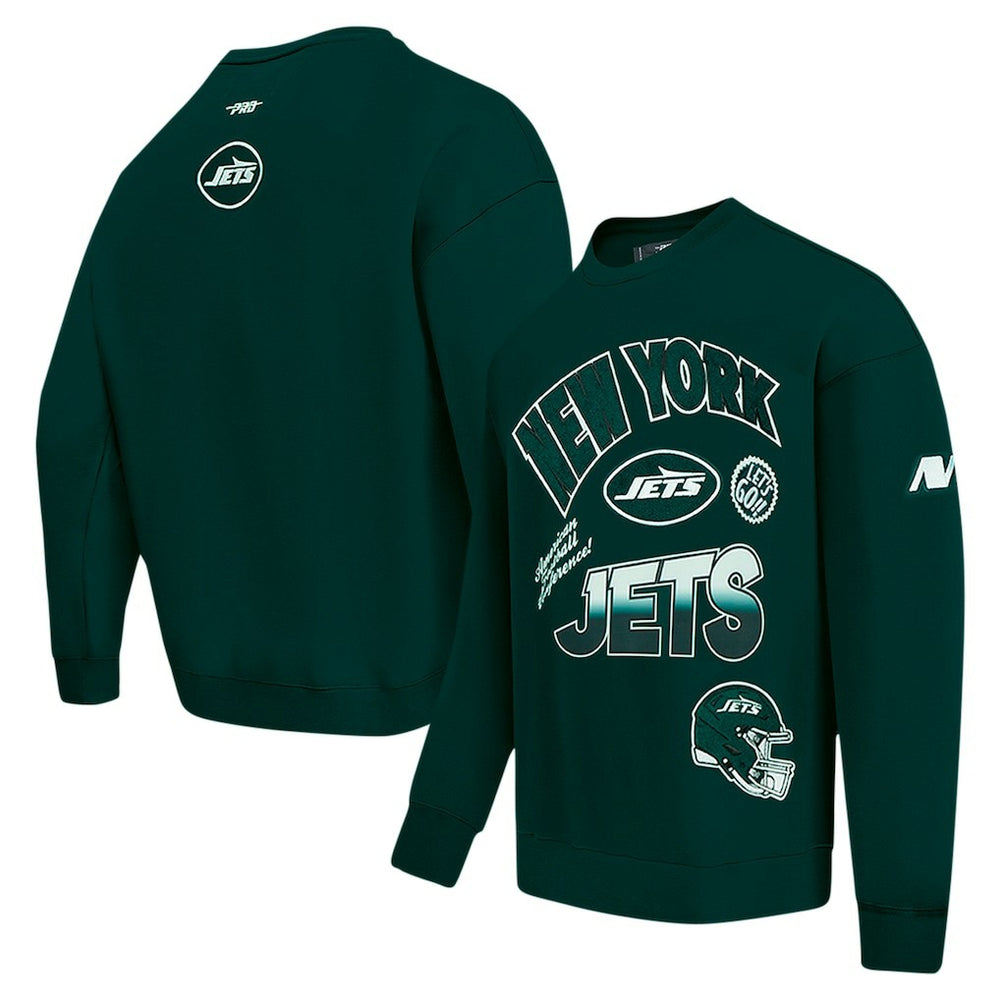 New York Jets Pro Standard Turn It Up Drop Shoulder Pullover Sweatshirt Green
