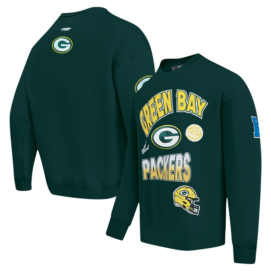 Green Bay Packers Pro Standard Turn It Up Drop Shoulder Pullover Sweatshirt Green
