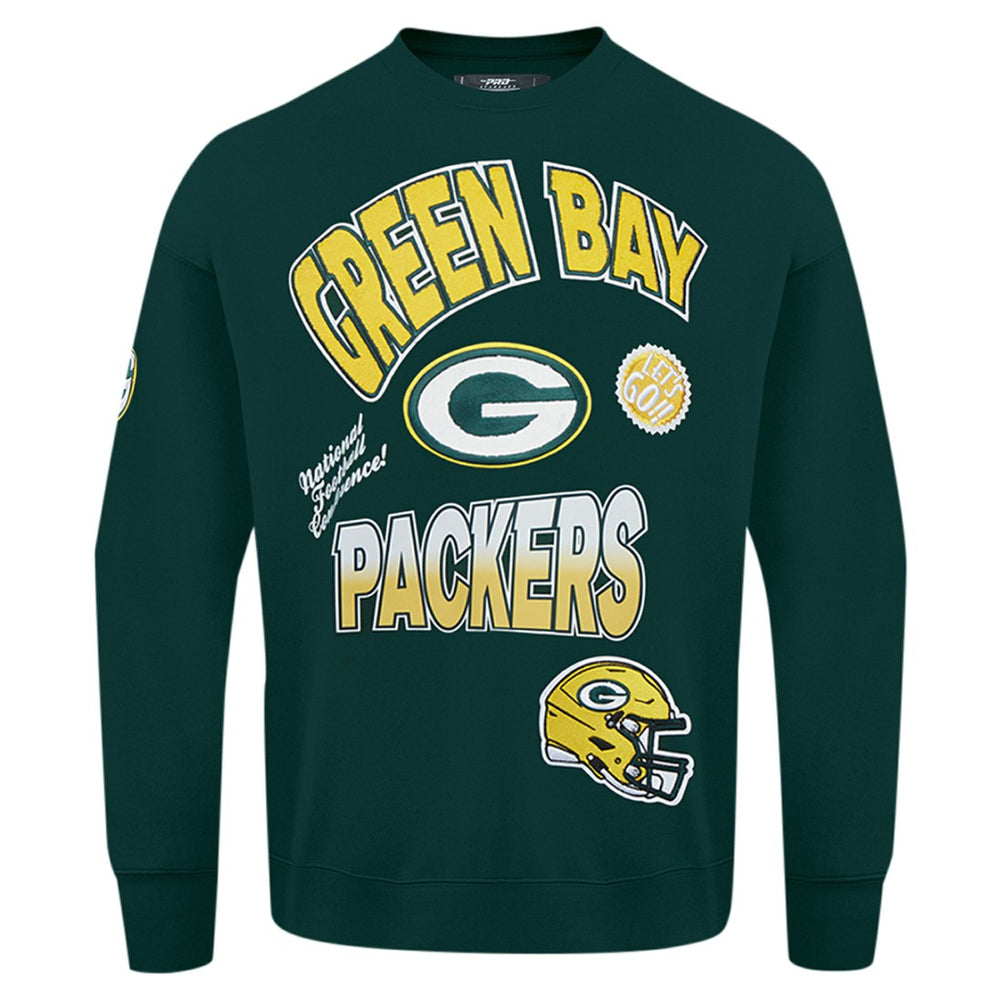 Green Bay Packers Pro Standard Turn It Up Drop Shoulder Pullover Sweatshirt Green