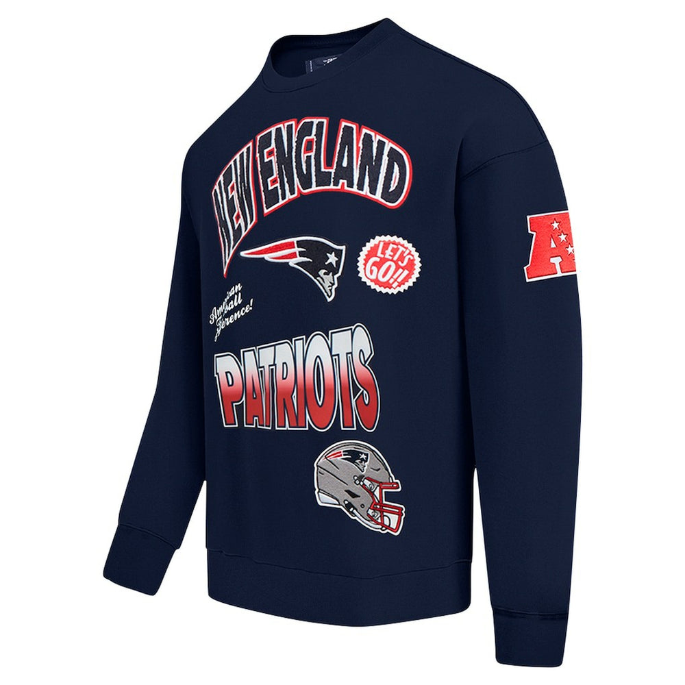 New England Patriots Pro Standard Turn It Up Drop Shoulder Pullover Sweatshirt Navy