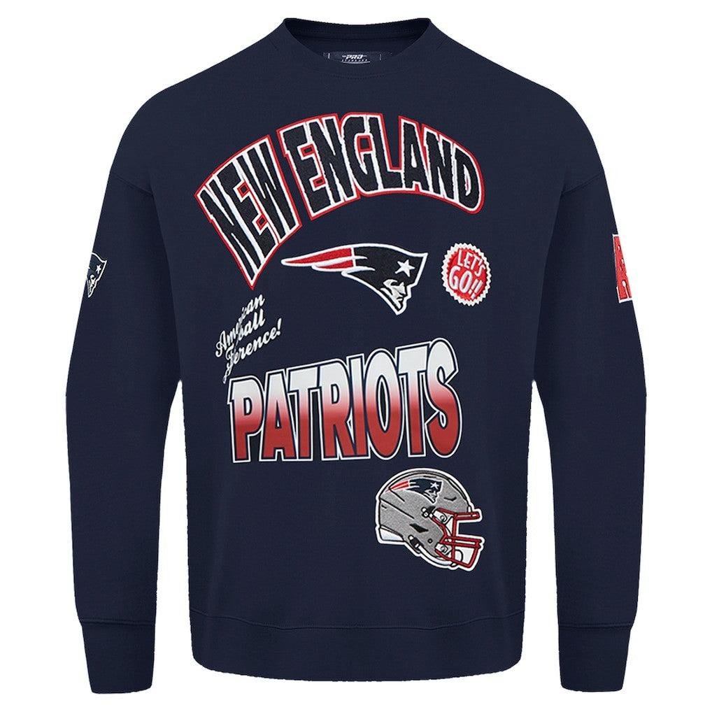 New England Patriots Pro Standard Turn It Up Drop Shoulder Pullover Sweatshirt Navy