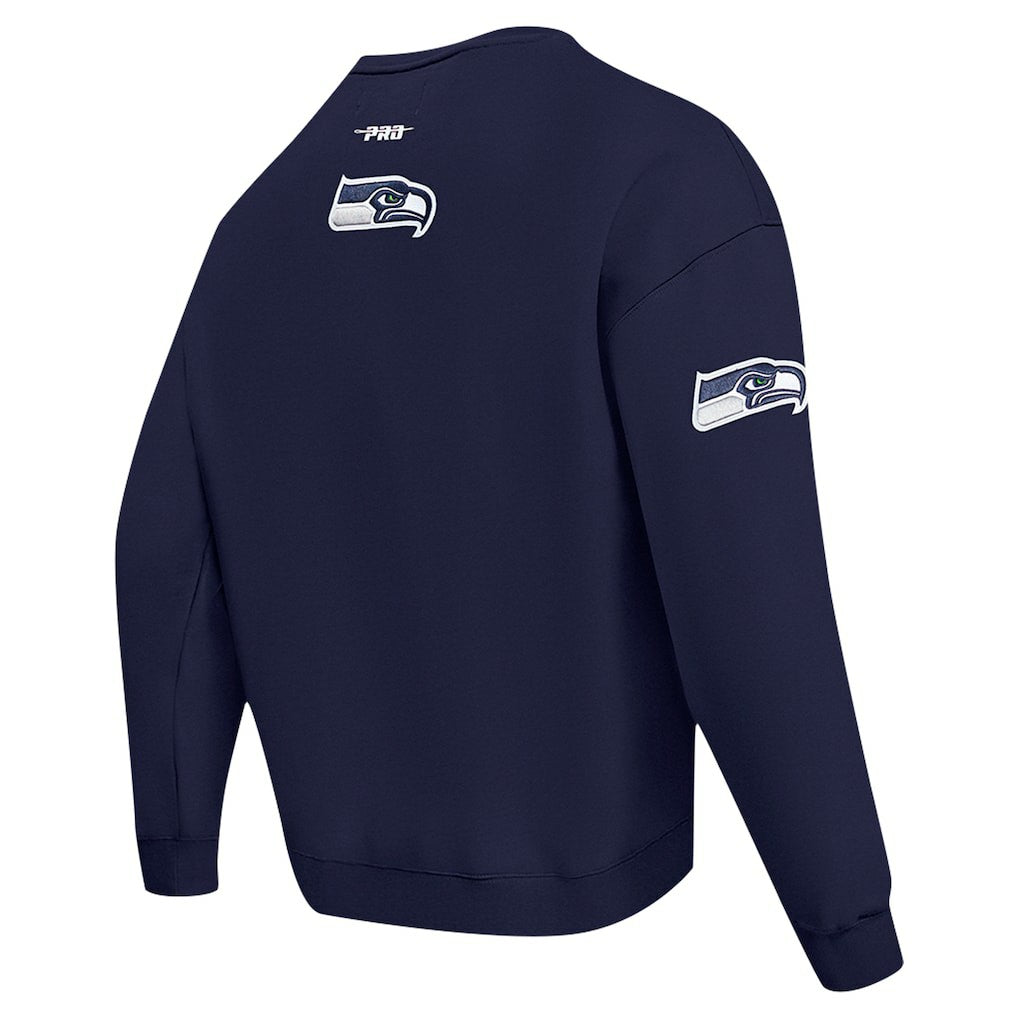 Seattle Seahawks Pro Standard Turn It Up Drop Shoulder Pullover Sweatshirt College Navy