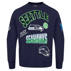 Seattle Seahawks Pro Standard Turn It Up Drop Shoulder Pullover Sweatshirt College Navy