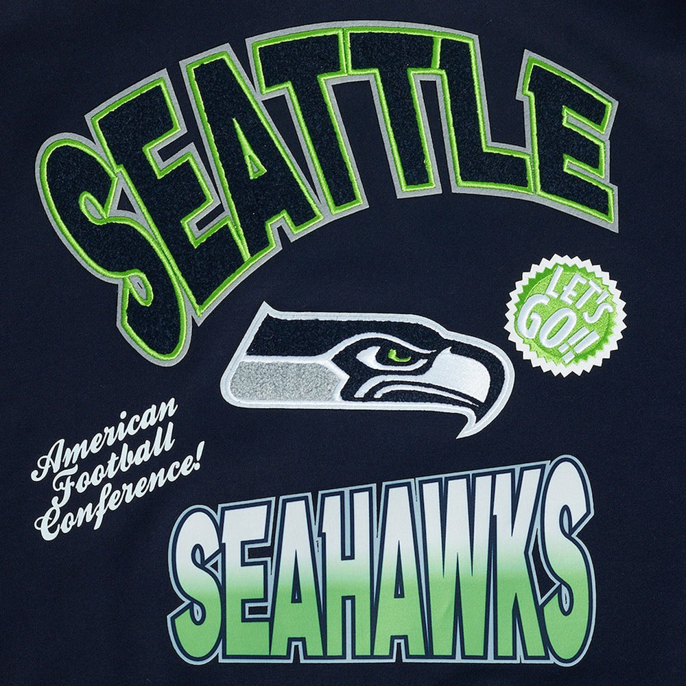 Seattle Seahawks Pro Standard Turn It Up Drop Shoulder Pullover Sweatshirt College Navy
