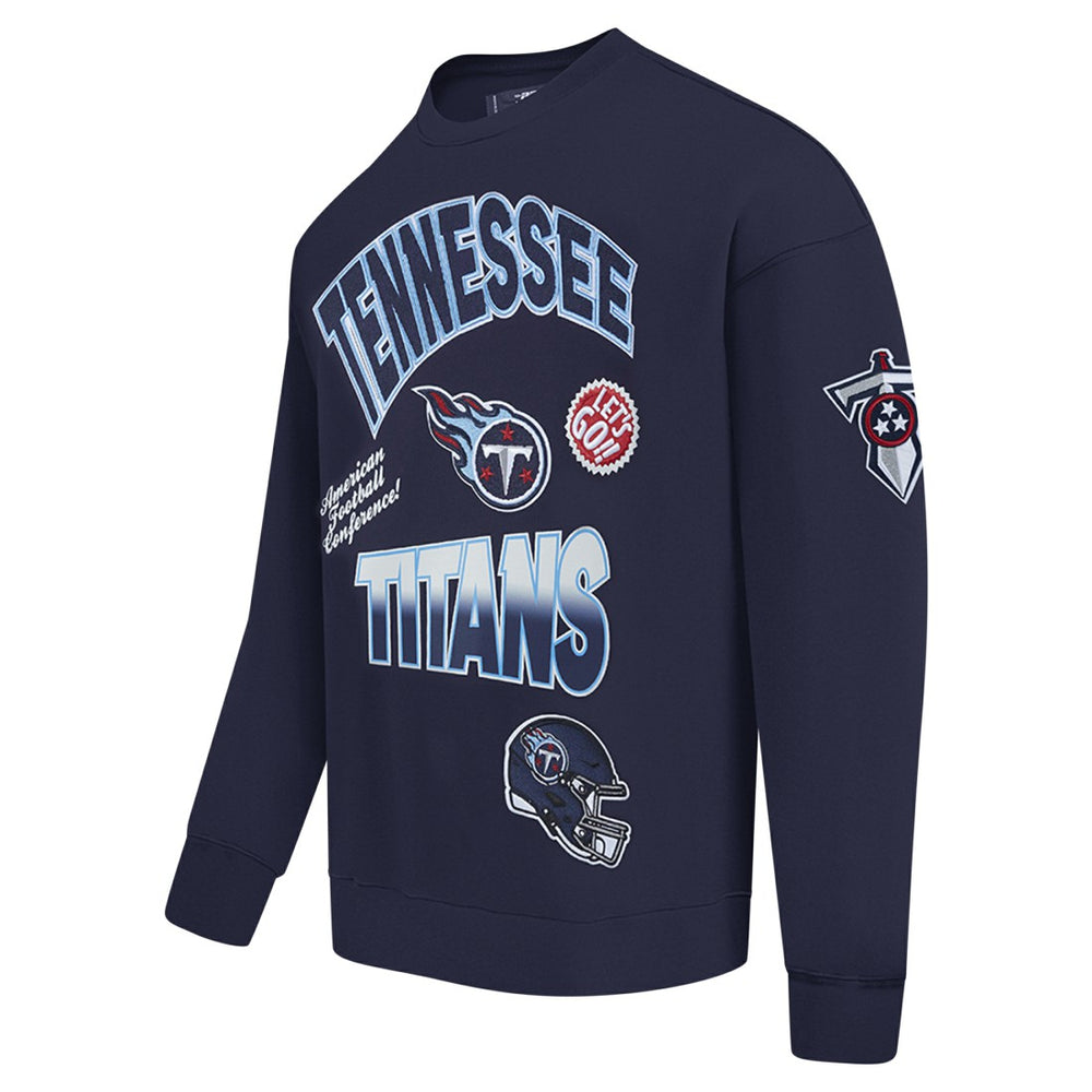 Tennessee Titans Pro Standard Turn It Up Drop Shoulder Pullover Sweatshirt Navy
