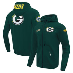 Green Bay Packers Pro Standard Split Logo Double Knit Full-Zip Hoodie Green