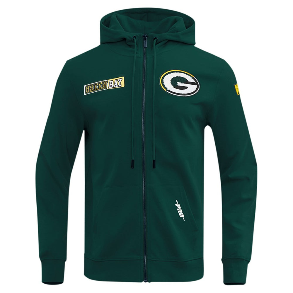 Green Bay Packers Pro Standard Split Logo Double Knit Full-Zip Hoodie Green