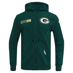 Green Bay Packers Pro Standard Split Logo Double Knit Full-Zip Hoodie Green