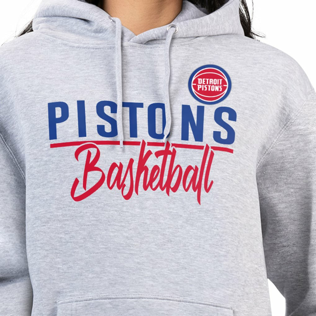 Detroit Pistons G-III 4Her by Carl Banks Women's Graphics Fleece Pullover Hoodie Heather Gray