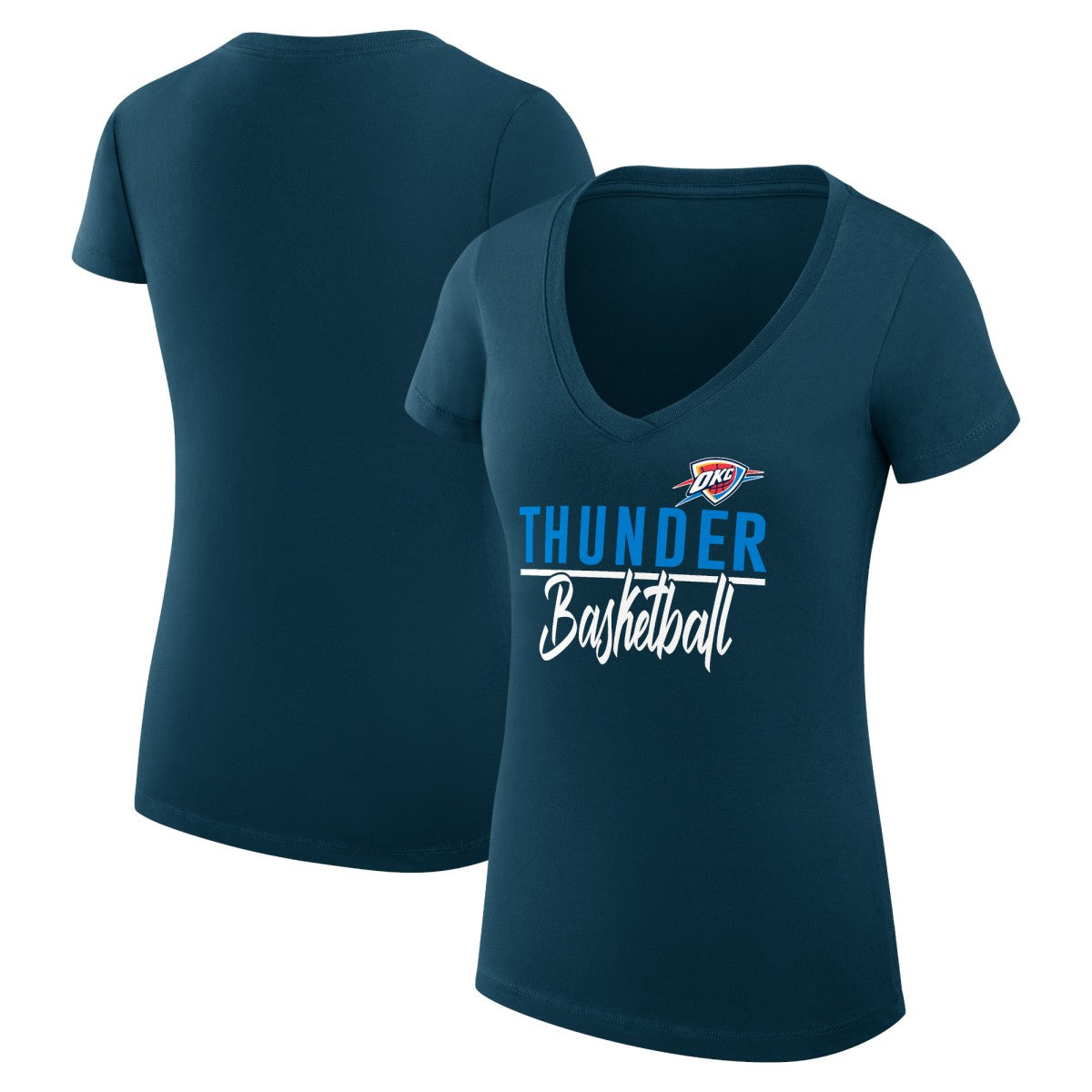 Oklahoma City Thunder G-III 4Her by Carl Banks Women's Super-Slim Fit Lightweight Team Sport V-Neck T-Shirt Navy