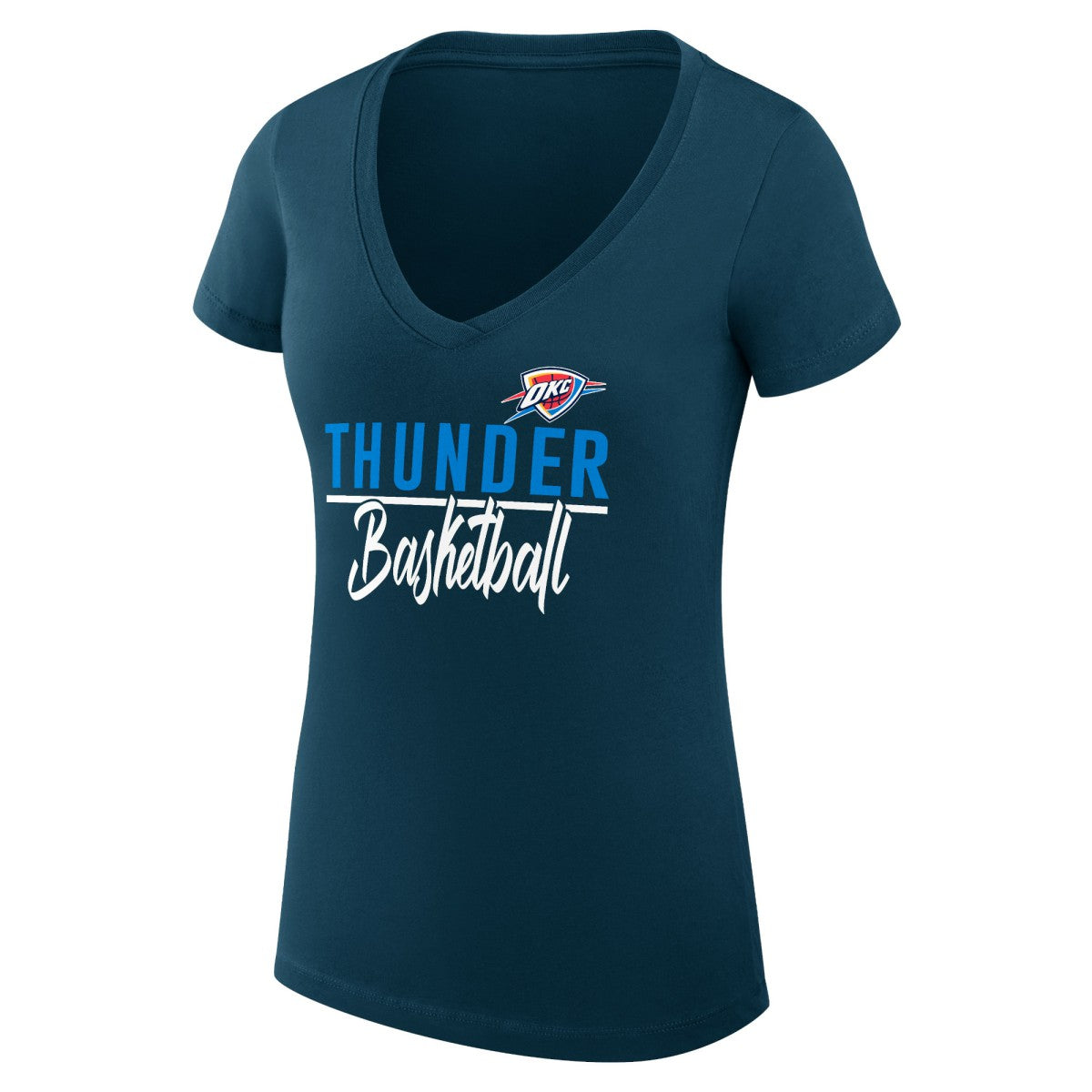 Oklahoma City Thunder G-III 4Her by Carl Banks Women's Super-Slim Fit Lightweight Team Sport V-Neck T-Shirt Navy
