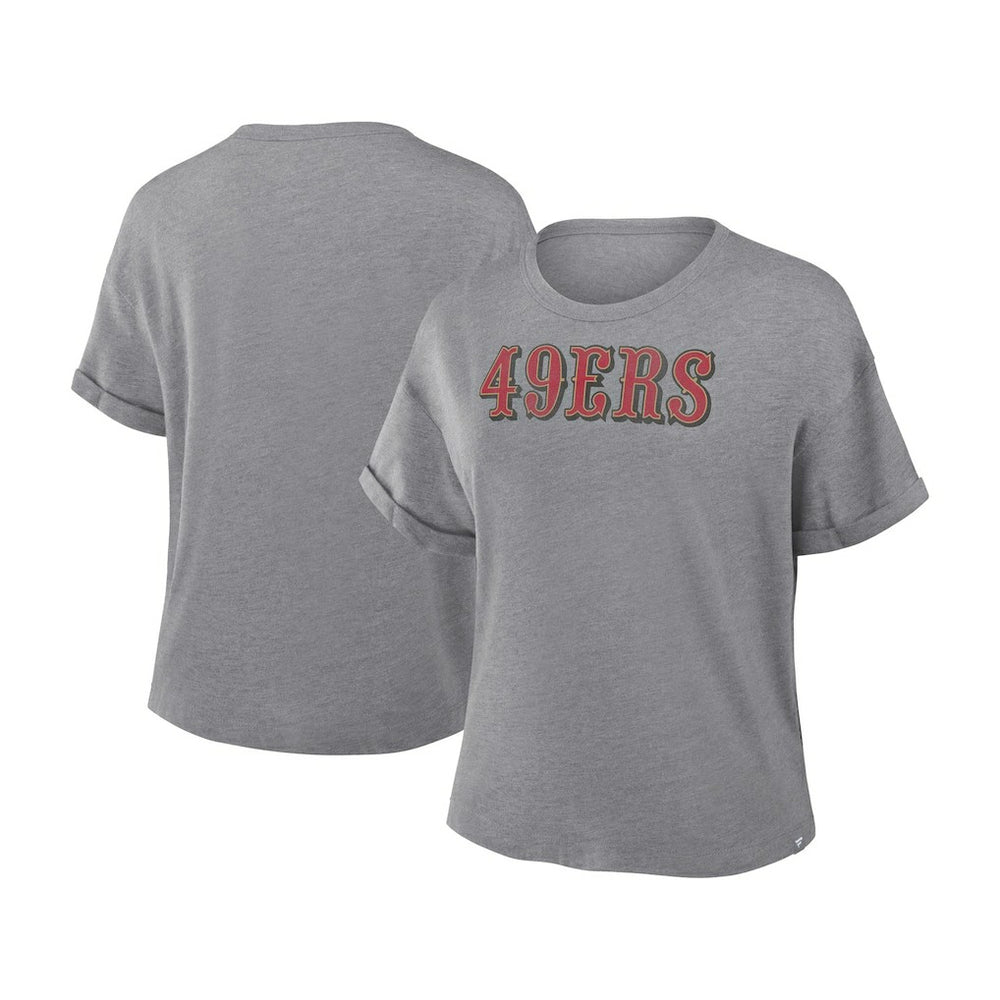 Fanatics San Francisco 49ers Women's Swing Pass Tri-Blend Boxy T-Shirt Heather Gray