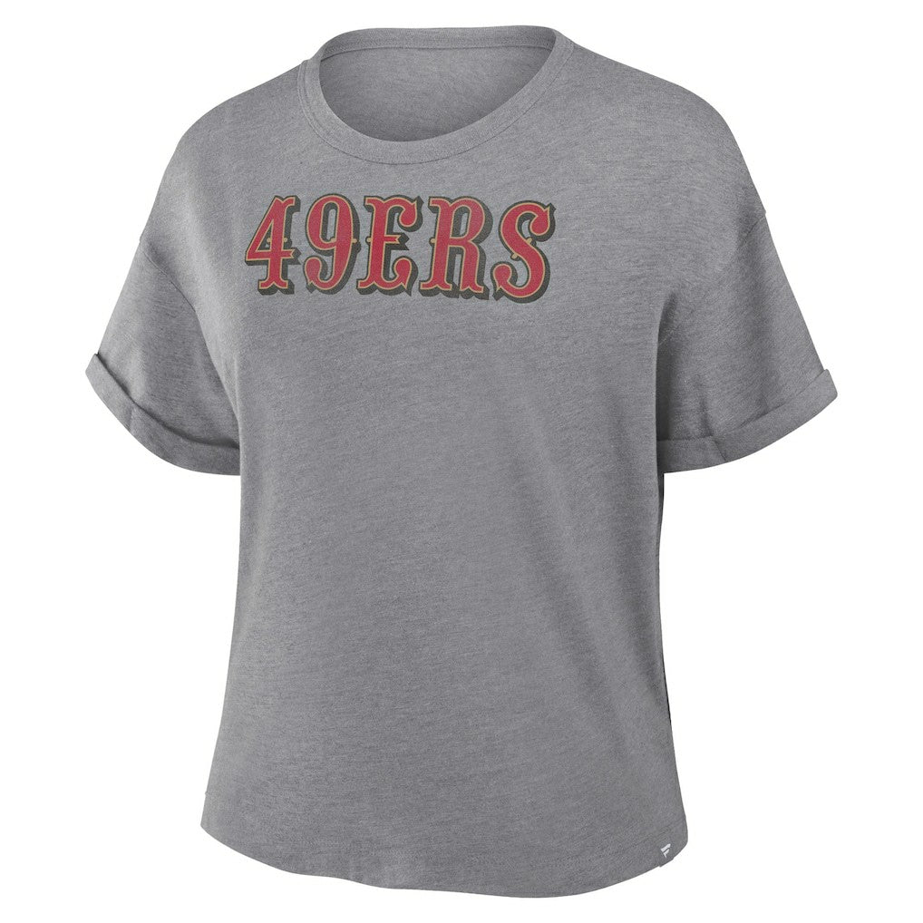 Fanatics San Francisco 49ers Women's Swing Pass Tri-Blend Boxy T-Shirt Heather Gray