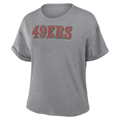 Fanatics San Francisco 49ers Women's Swing Pass Tri-Blend Boxy T-Shirt Heather Gray