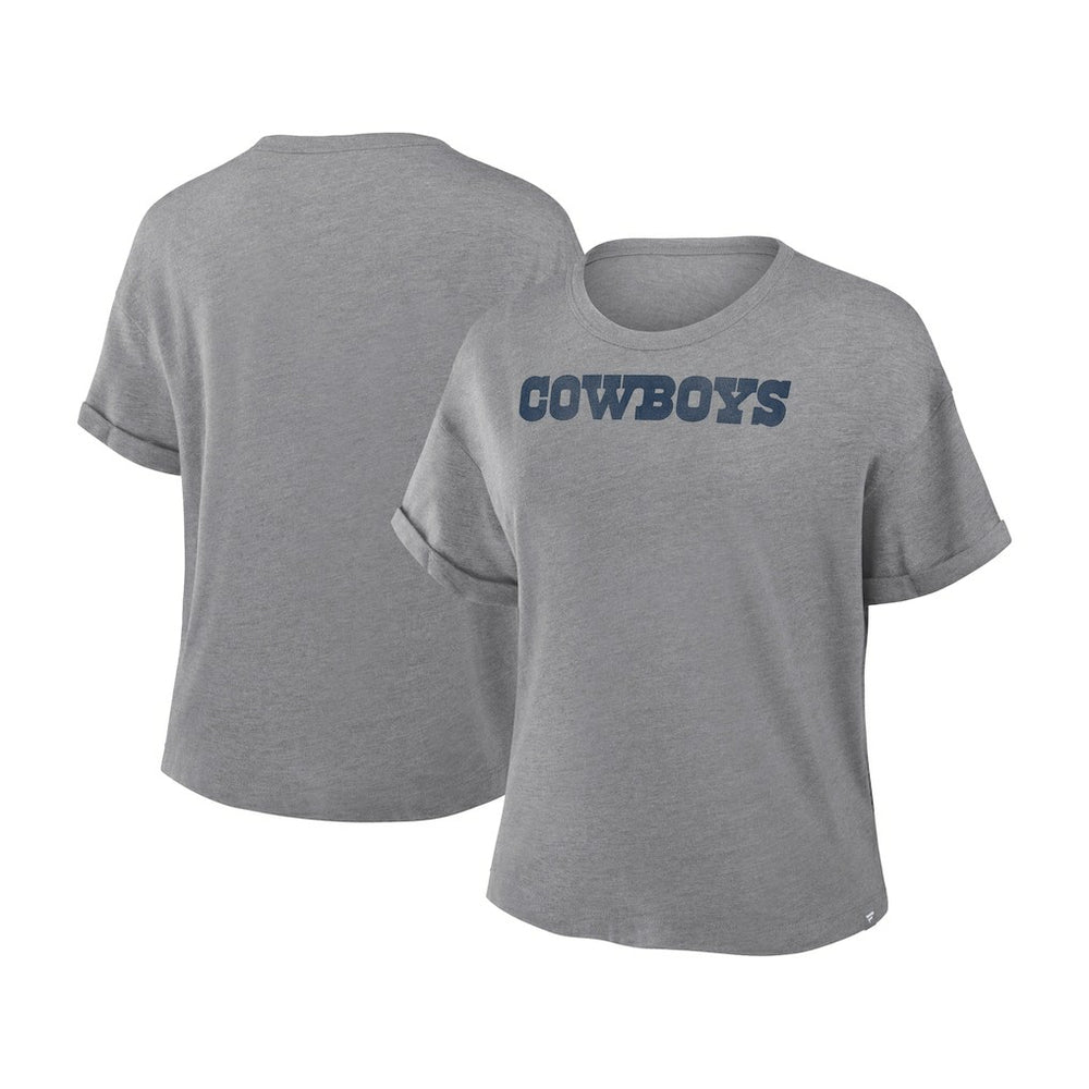 Fanatics Dallas Cowboys Women's Swing Pass Tri-Blend Boxy T-Shirt Heather Gray