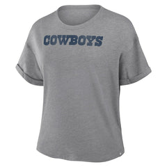 Fanatics Dallas Cowboys Women's Swing Pass Tri-Blend Boxy T-Shirt Heather Gray