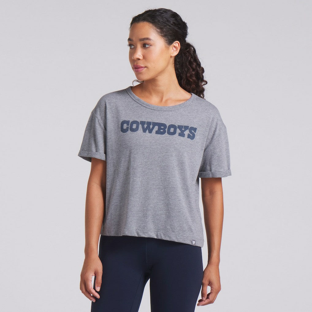 Fanatics Dallas Cowboys Women's Swing Pass Tri-Blend Boxy T-Shirt Heather Gray