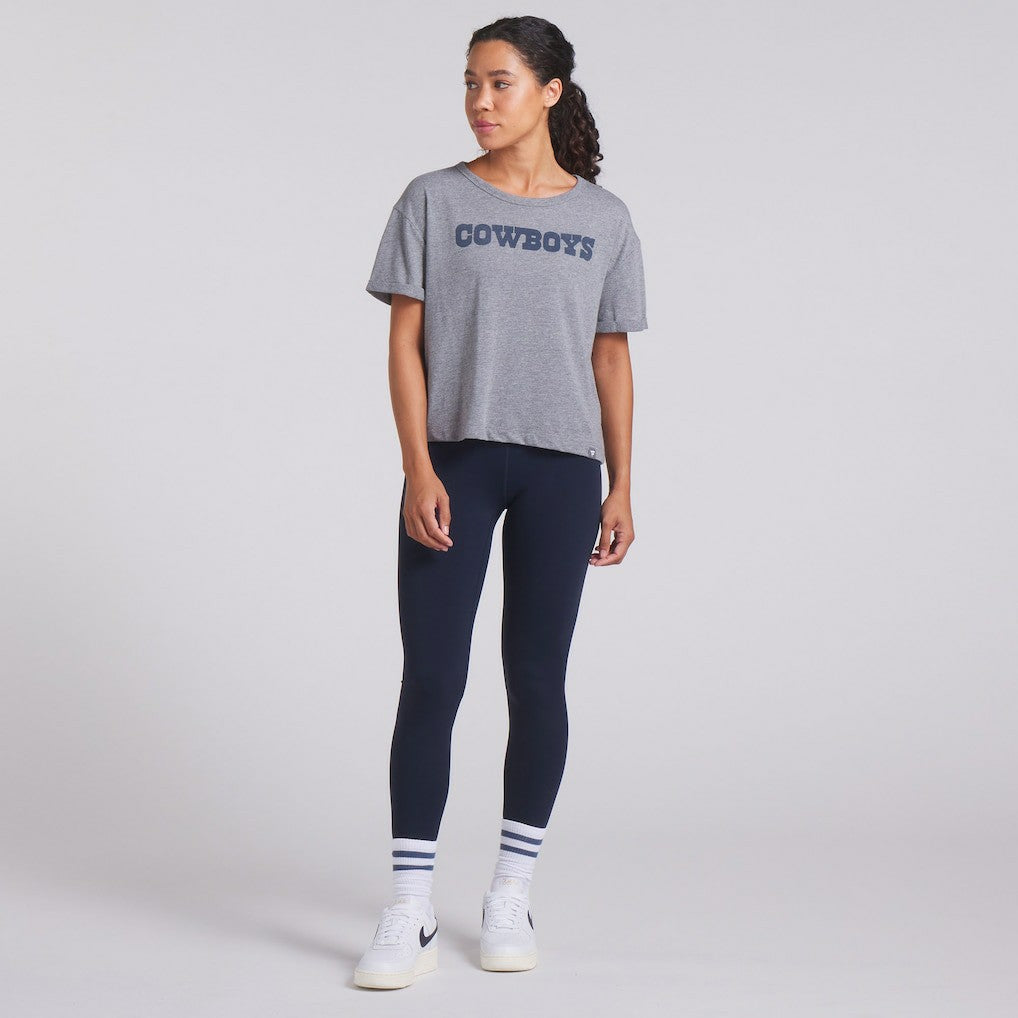 Fanatics Dallas Cowboys Women's Swing Pass Tri-Blend Boxy T-Shirt Heather Gray