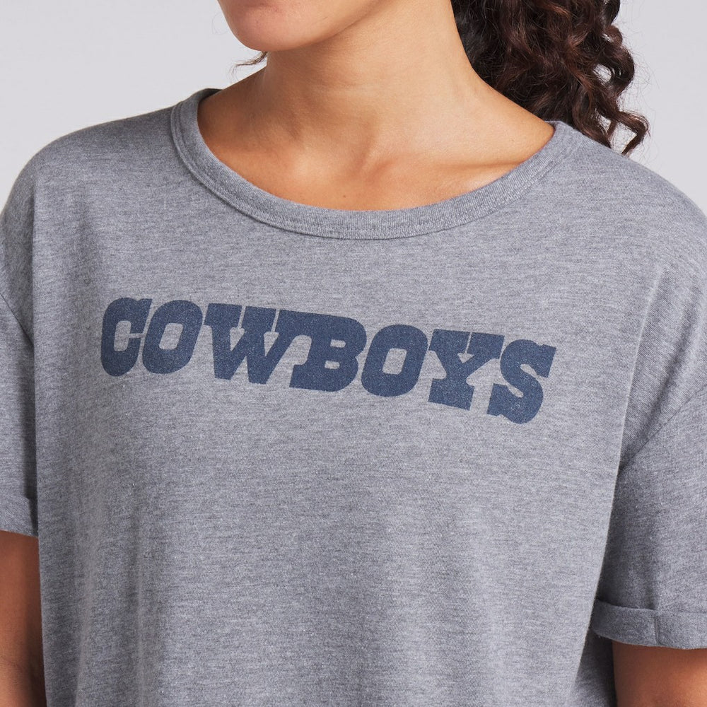 Fanatics Dallas Cowboys Women's Swing Pass Tri-Blend Boxy T-Shirt Heather Gray