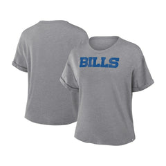 Fanatics Buffalo Bills Women's Swing Pass Tri-Blend Boxy T-Shirt Heather Gray