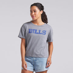Fanatics Buffalo Bills Women's Swing Pass Tri-Blend Boxy T-Shirt Heather Gray