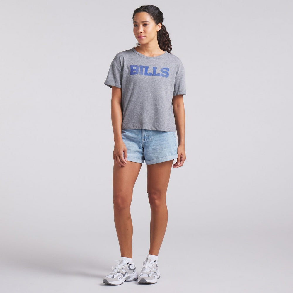Fanatics Buffalo Bills Women's Swing Pass Tri-Blend Boxy T-Shirt Heather Gray