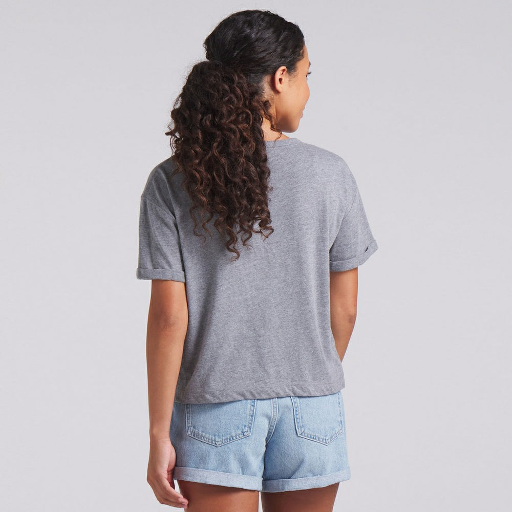 Fanatics Buffalo Bills Women's Swing Pass Tri-Blend Boxy T-Shirt Heather Gray