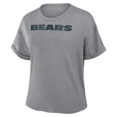 Fanatics Chicago Bears Women's Swing Pass Tri-Blend Boxy T-Shirt Heather Gray