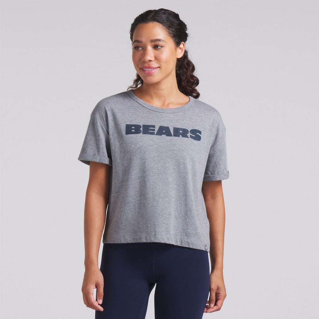 Fanatics Chicago Bears Women's Swing Pass Tri-Blend Boxy T-Shirt Heather Gray