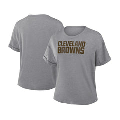 Fanatics Cleveland Browns Women's Swing Pass Tri-Blend Boxy T-Shirt Heather Gray