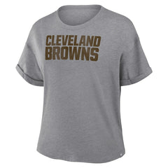Fanatics Cleveland Browns Women's Swing Pass Tri-Blend Boxy T-Shirt Heather Gray