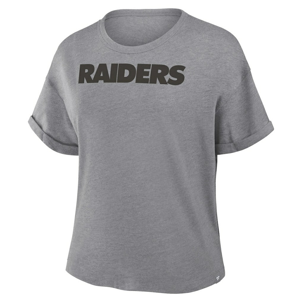 Fanatics Las Vegas Raiders Women's Swing Pass Tri-Blend Boxy T-Shirt Heather Gray
