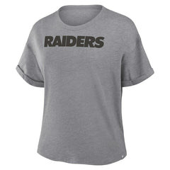 Fanatics Las Vegas Raiders Women's Swing Pass Tri-Blend Boxy T-Shirt Heather Gray