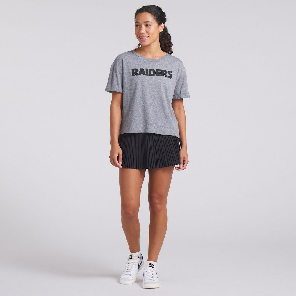 Fanatics Las Vegas Raiders Women's Swing Pass Tri-Blend Boxy T-Shirt Heather Gray