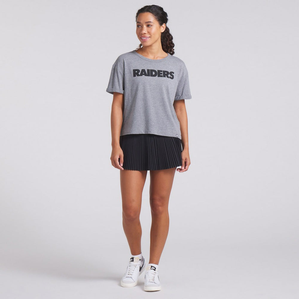Fanatics Las Vegas Raiders Women's Swing Pass Tri-Blend Boxy T-Shirt Heather Gray