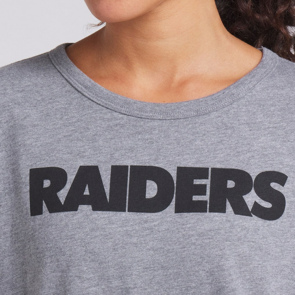 Fanatics Las Vegas Raiders Women's Swing Pass Tri-Blend Boxy T-Shirt Heather Gray