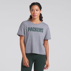 Fanatics Green Bay Packers Women's Swing Pass Tri-Blend Boxy T-Shirt Heather Gray