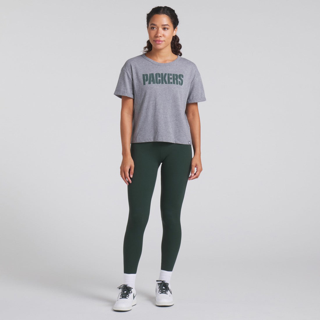 Fanatics Green Bay Packers Women's Swing Pass Tri-Blend Boxy T-Shirt Heather Gray