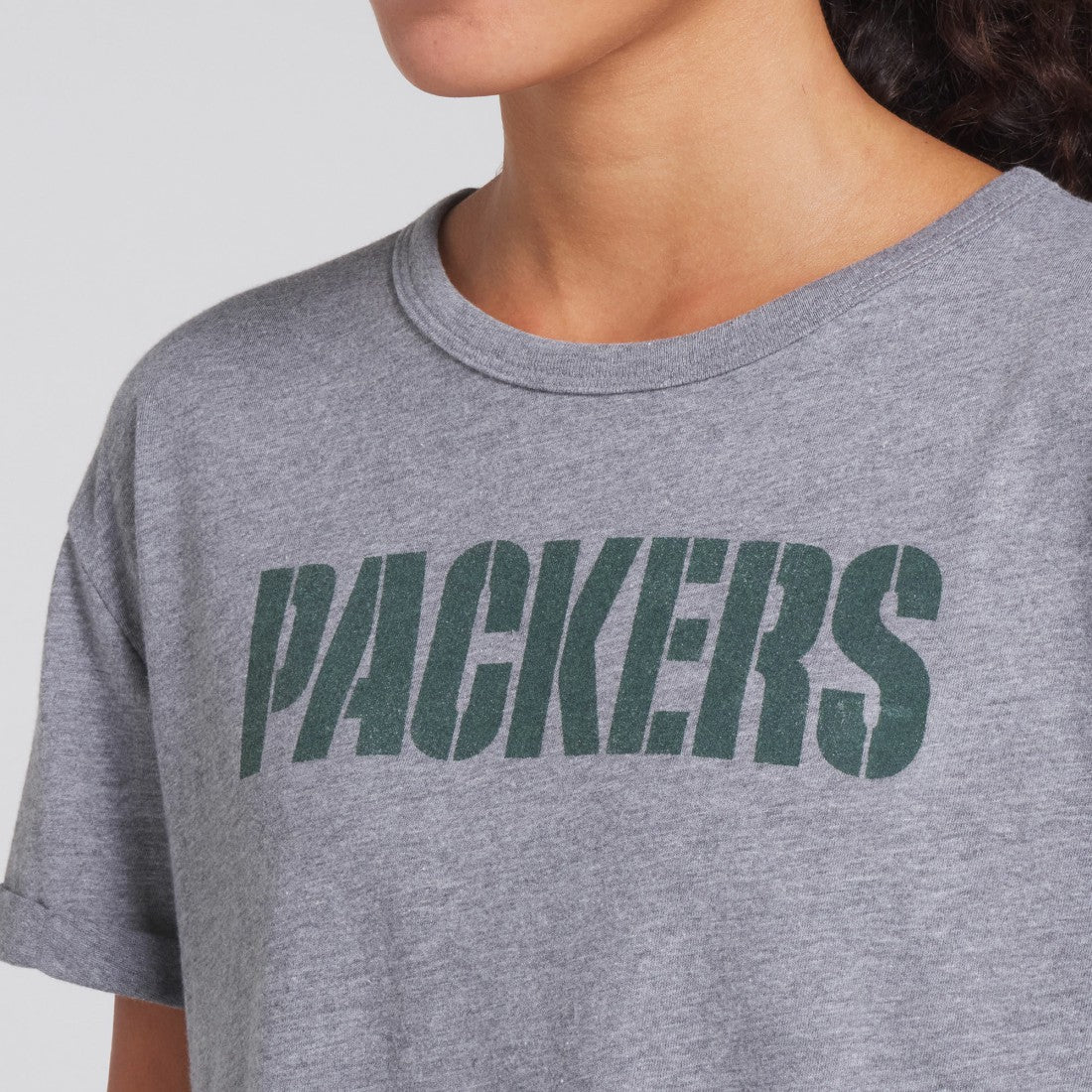Fanatics Green Bay Packers Women's Swing Pass Tri-Blend Boxy T-Shirt Heather Gray