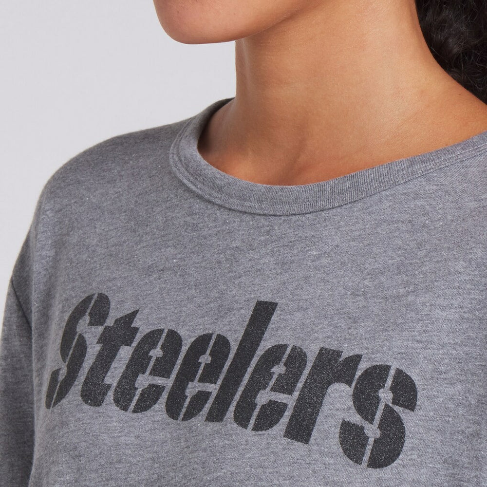 Fanatics Pittsburgh Steelers Women's Swing Pass Tri-Blend Boxy T-Shirt Heather Gray
