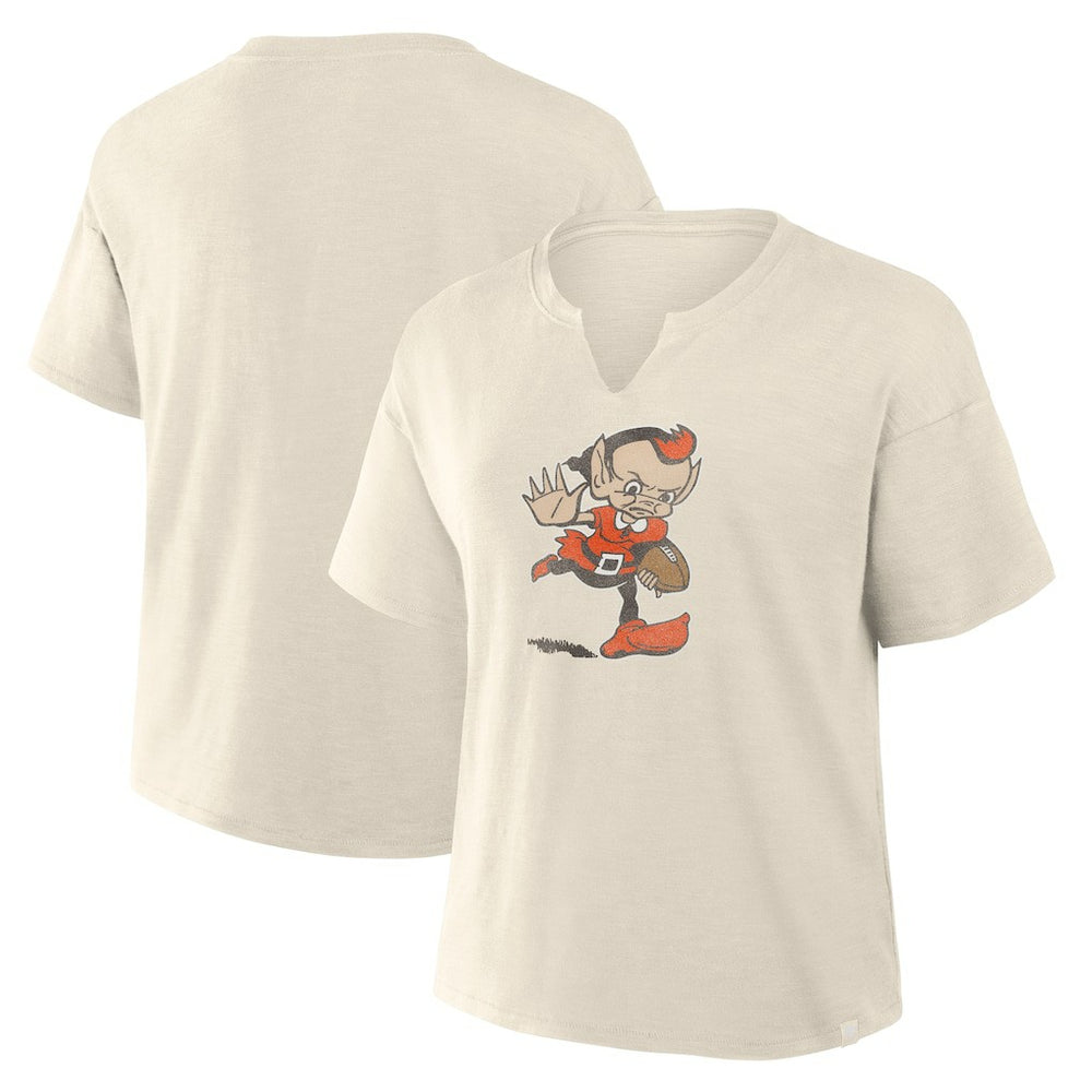 Fanatics Cleveland Browns Women's Trick Play Slub Boxy T-Shirt Cream