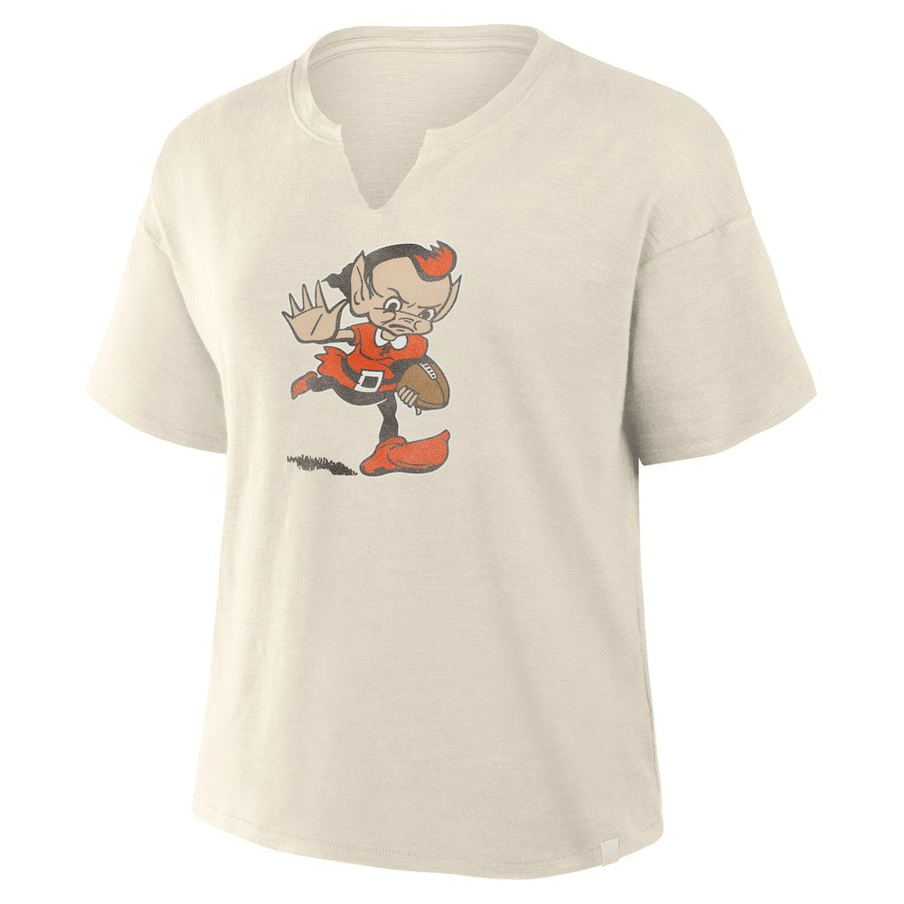 Fanatics Cleveland Browns Women's Trick Play Slub Boxy T-Shirt Cream