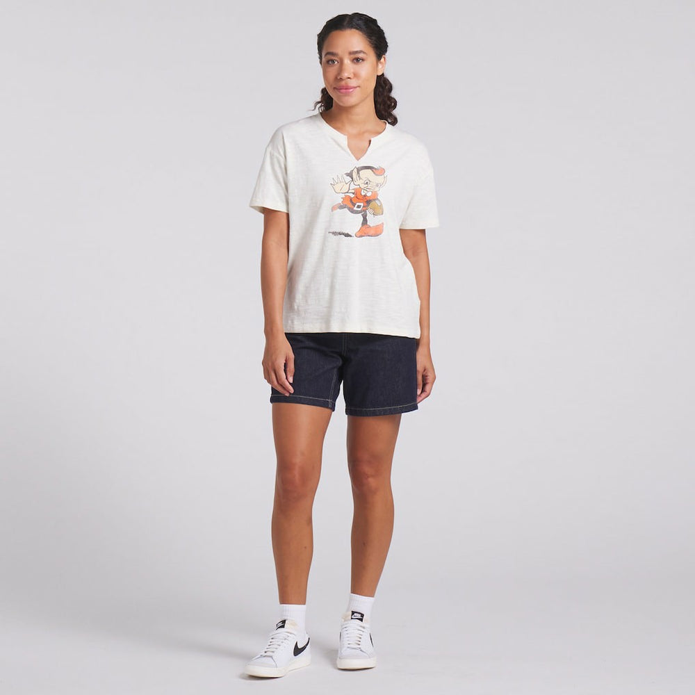 Fanatics Cleveland Browns Women's Trick Play Slub Boxy T-Shirt Cream