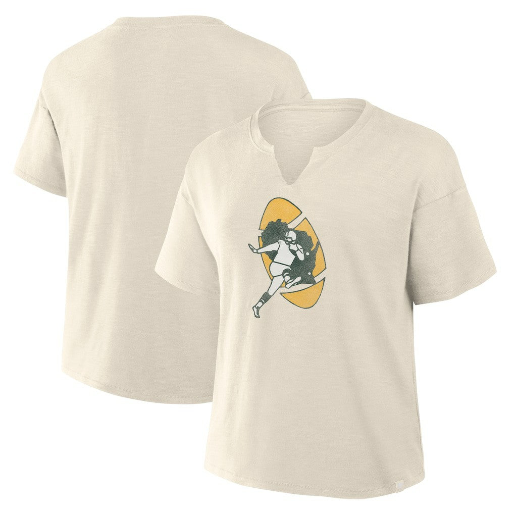 Fanatics Green Bay Packers Women's Trick Play Slub Boxy T-Shirt Cream