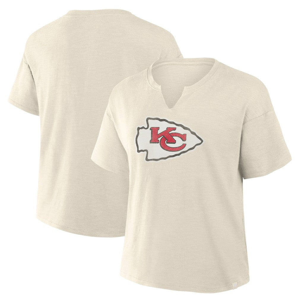Fanatics Kansas City Chiefs Women's Trick Play Slub Boxy T-Shirt Cream