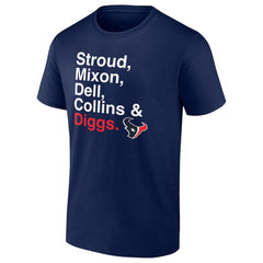 Houston Texans Stroud, Mixon, Dell, Collins & Diggs T-Shirt Navy