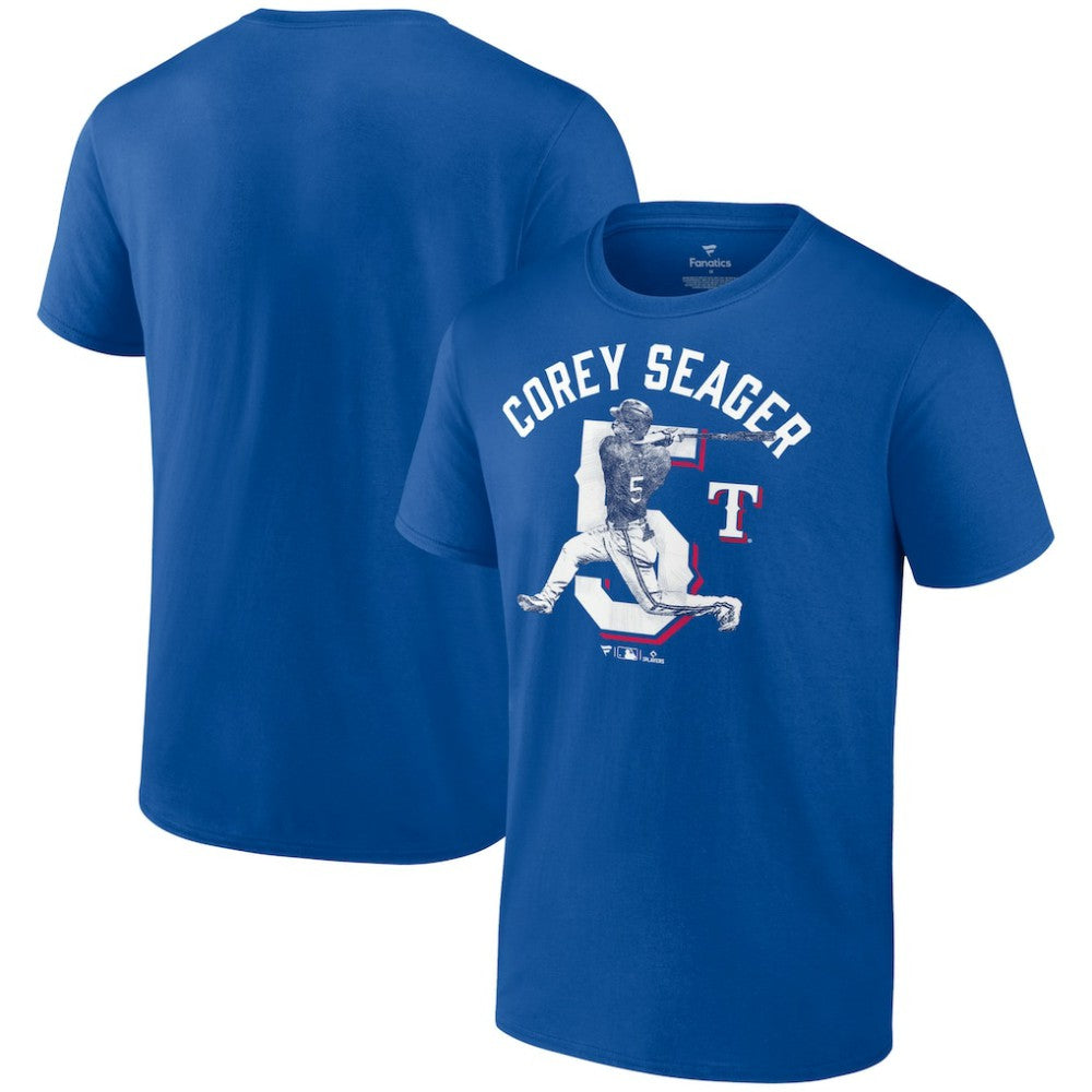 Corey Seager Texas Rangers Player Swing T-Shirt - Royal - MLB on Sale