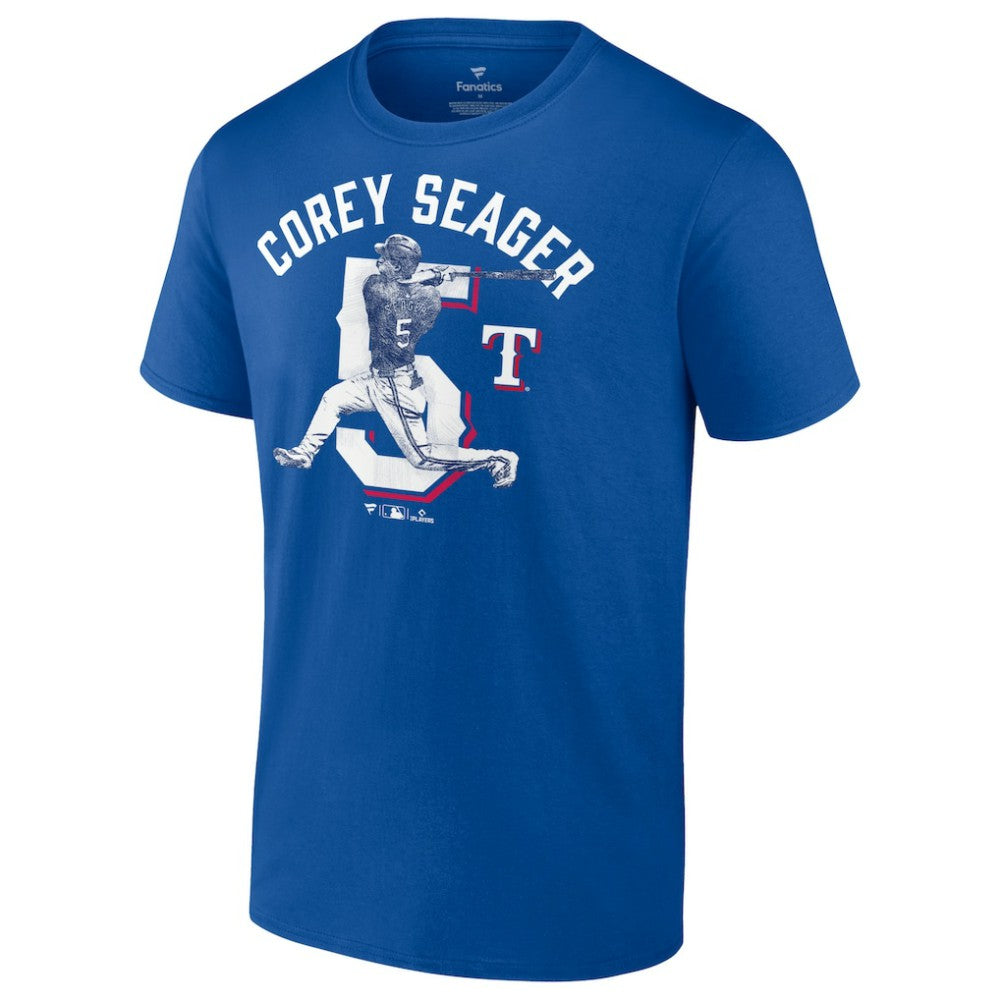 Corey Seager Texas Rangers Player Swing T-Shirt - Royal - MLB on Sale