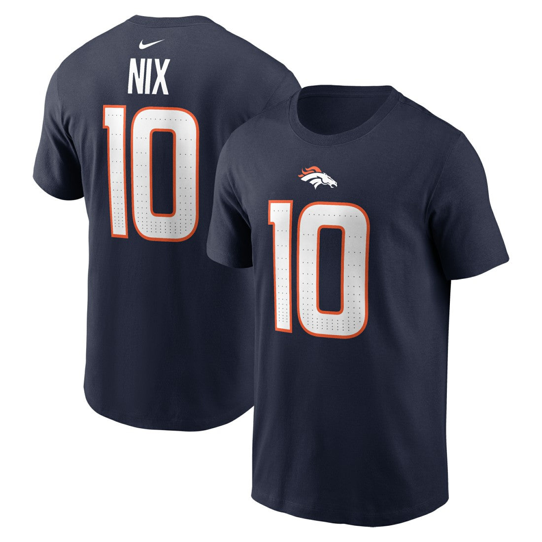 Nike Bo Nix Denver Broncos Player Name & Number T-Shirt Navy