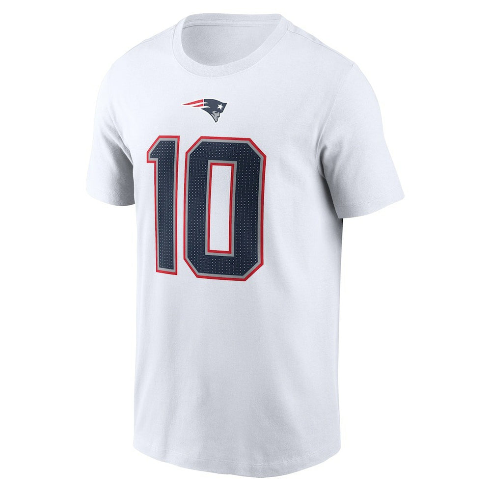 Nike Drake Maye New England Patriots Player Name & Number T-Shirt White